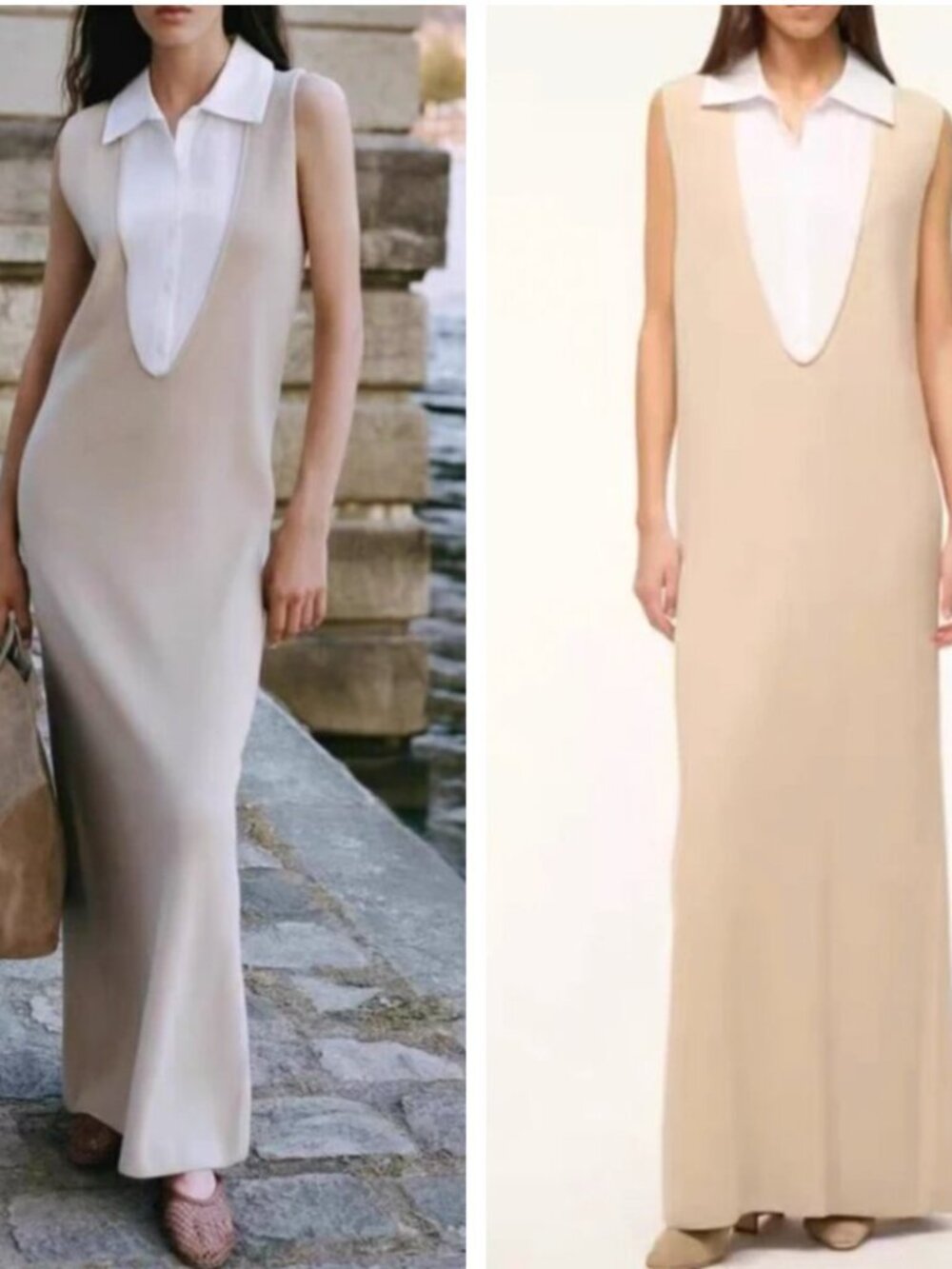 STAUD Leslie Dress Natural Tan Maxi Size S
